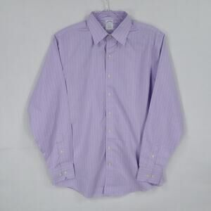 Brooks Brothers‎ Shirt Mens 16.5 Purple Plaid Regent Fit Non Iron Business Dress